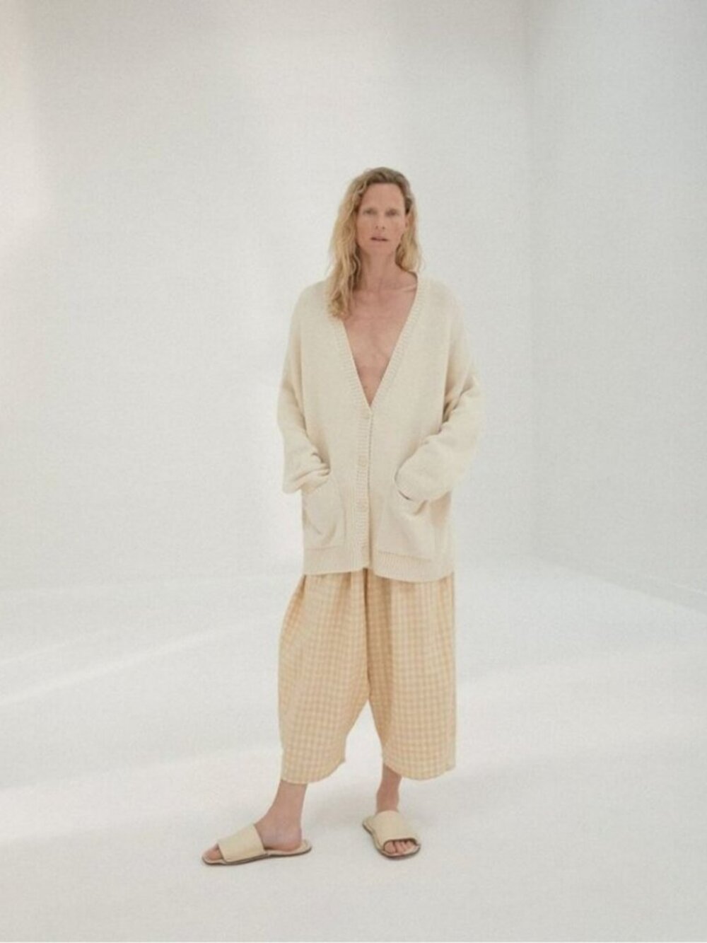 Monica Cordera Chunky Cardigan Natural One Size Oversized